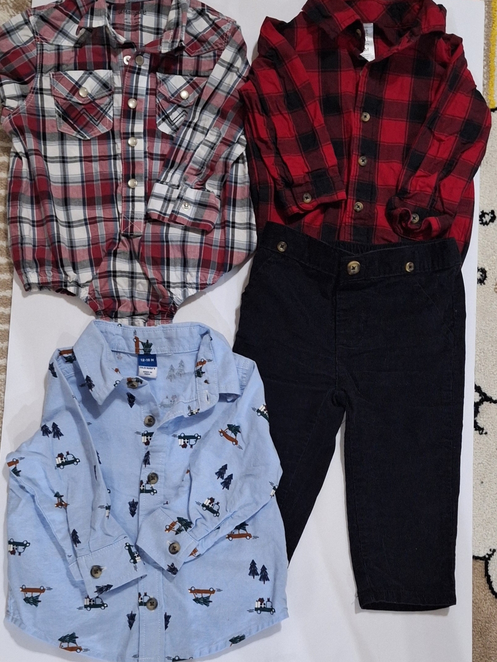 (Bundle) Wrangler, Old Navy Carter's Infant Boys Buffalo Onesies/Black Pants 12M
